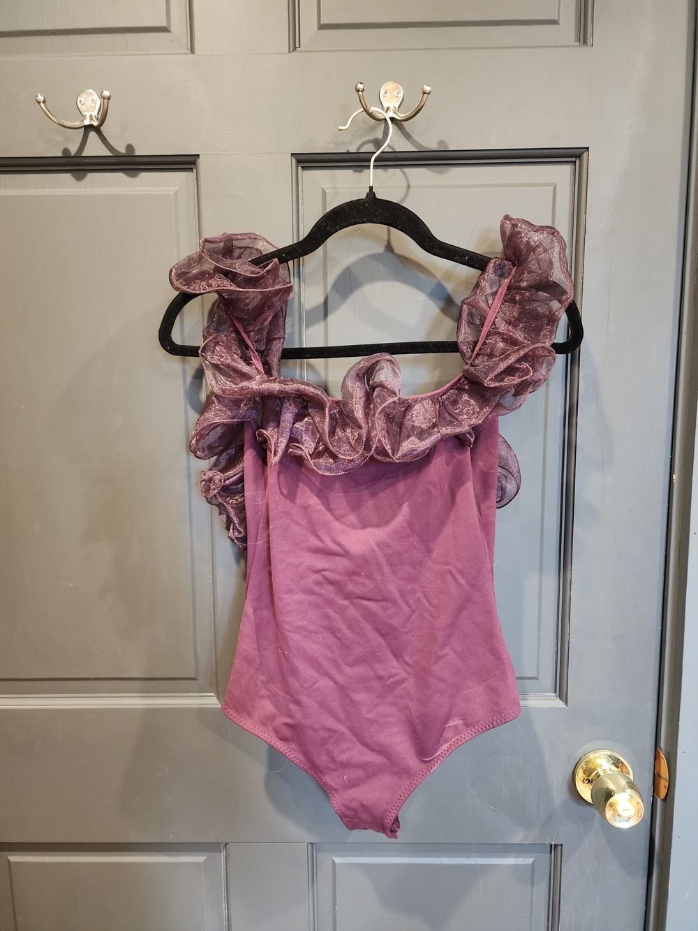 Free People Ruffled One-Piece Bodysuit in Dusty Mauve